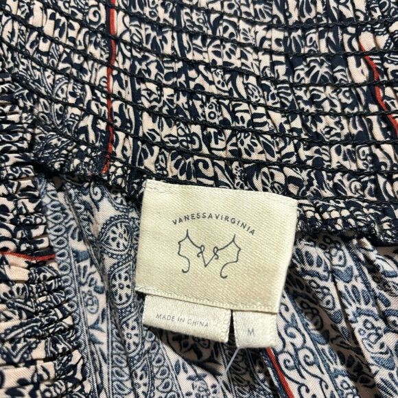 NWT Anthropologie Vanessa Virginia Off Shoulder Blouse M Black Motif Boho Floral - Picture 5 of 9